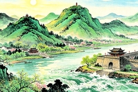 镇江一江奔洒 卧三山耸翠 临风秀列